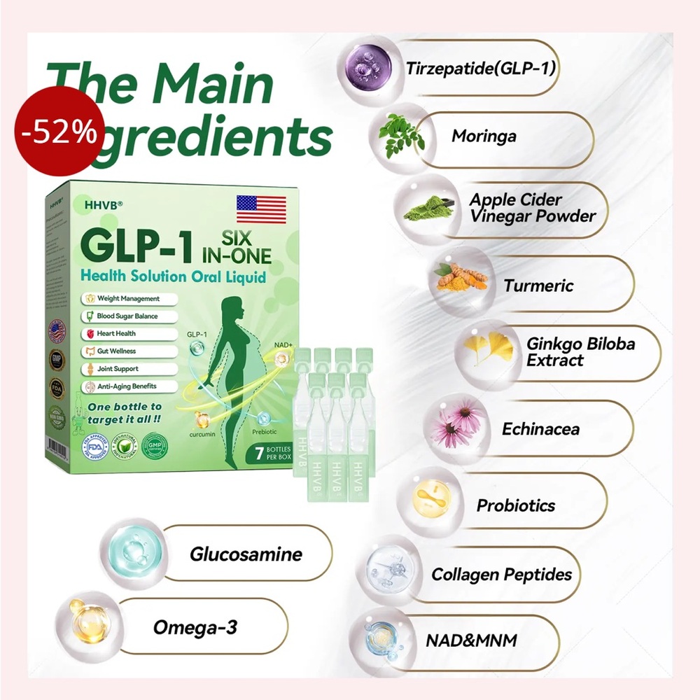 Six in one GLP1 7 bottles per sealed closed box FDA  APPROVED HHVB - Picture 5 of 9